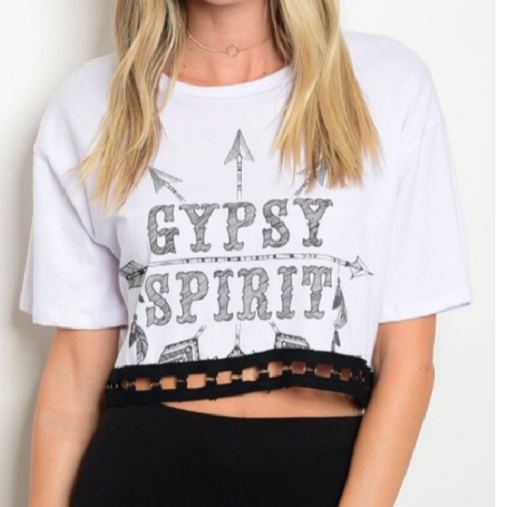 SALE ! NEW Gypsy Spirit Crop Top Black White M L